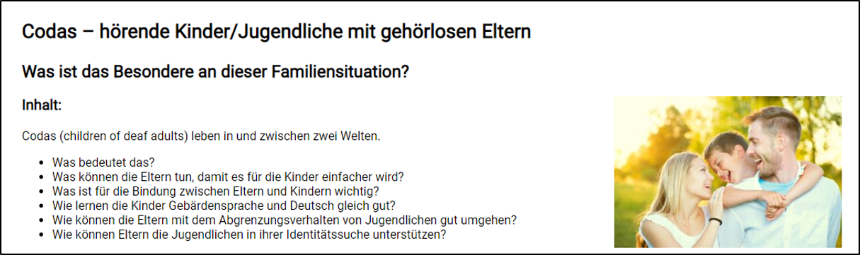 Codas – hörende Kinder/Jugendliche mit gehörlosen Eltern: Was ist das Besondere an dieser Familiensituation?