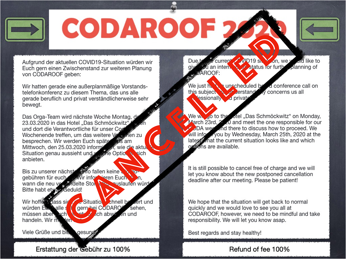 Wichtige Information zum 32. Coda-Treffen “CODAROOF”